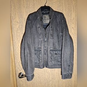 WOMEN'S BKE BUCKLE BLACK TWILL DENIM CARGO POCKET ZIP COAT JACKET BLAZER XXL 2X